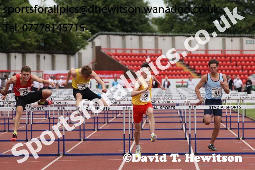 Inter boys 100 metres hurdles, 2015 English Schools, Gateshead. Photo: David T. Hewitson/Sports for All Pics